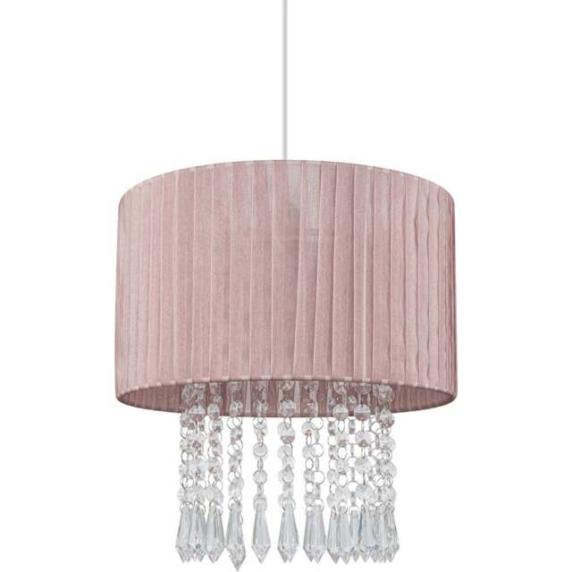 Cosylyte Winni Pink Beaded Voile Easyfit Modern Lamp Shade - Size: 21 x 32 x 32cm - Wilko - image 1