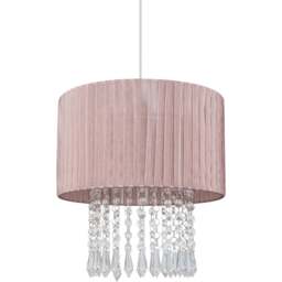 Cosylyte Winni Pink Beaded Voile Easyfit Modern Lamp Shade - Size: 21 x 32 x 32cm - Wilko