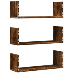 vidaXL 58 x 18 x 18cm Brown Floating Wall Shelf 3 Pack - Size: 18 x 18 x 58cm - Wilko - thumbnail 6