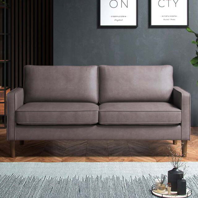 Bexhill 3 Seater Grey Faux Leather Sofa - Wilko - image 1