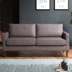 Bexhill 3 Seater Grey Faux Leather Sofa - Wilko - thumbnail 1