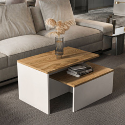 Decorotika Twins Oud White Nest of Coffee Tables Set of 2 - Size: 42 x 72 x 45cm - Multi - Wilko - thumbnail 5