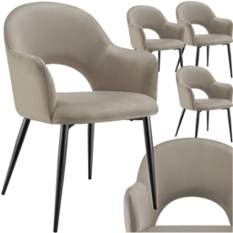 Tectake Sasha Set of 4 Taupe Velvet Padded Dining Chair - Grey - Wilko - thumbnail 3