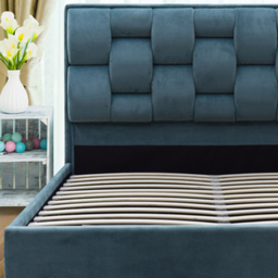 Brooklyn King Size Blue Plush Velvet Storage Ottoman Bed - Wilko - thumbnail 3