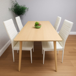 Kosy Koala 4 Seater Faux Leather Wooden Dining Set White - Beige - Wilko - thumbnail 6
