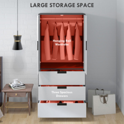 Portland 2 Door 3 Drawer Grey Wardrobe - Size: 2 Door, 3 Drawer - Wilko - thumbnail 5