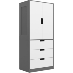Portland 2 Door 3 Drawer Grey Wardrobe - Size: 2 Door, 3 Drawer - Wilko - thumbnail 3