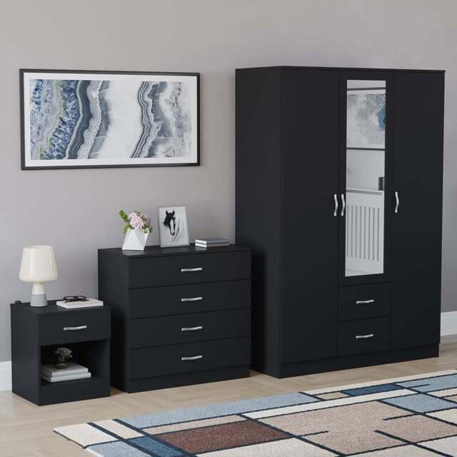 Vida Designs Riano Black 3 Piece Bedroom Furniture Set - Wilko - image 1
