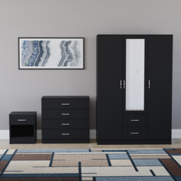 Vida Designs Riano Black 3 Piece Bedroom Furniture Set - Wilko - thumbnail 3