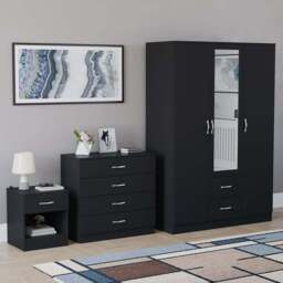 VIDA DESIGNS Riano Black 3 Piece Bedroom Furniture Set - Wilko