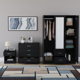 Vida Designs Riano Black 3 Piece Bedroom Furniture Set - Wilko - thumbnail 4