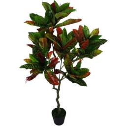 Botanik Multicolour Bright Croton Codiaeum Variegatum Artificial Plant in Pot 4ft - Size: 130 x 60 x 60cm - Green - Wilko - thumbnail 1