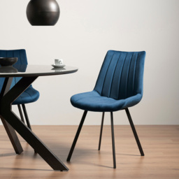 Bentley Designs Fontana Blue Velvet Fabric Upholstered Chair - Size: 87 x 50 x 63cm - Wilko - thumbnail 7