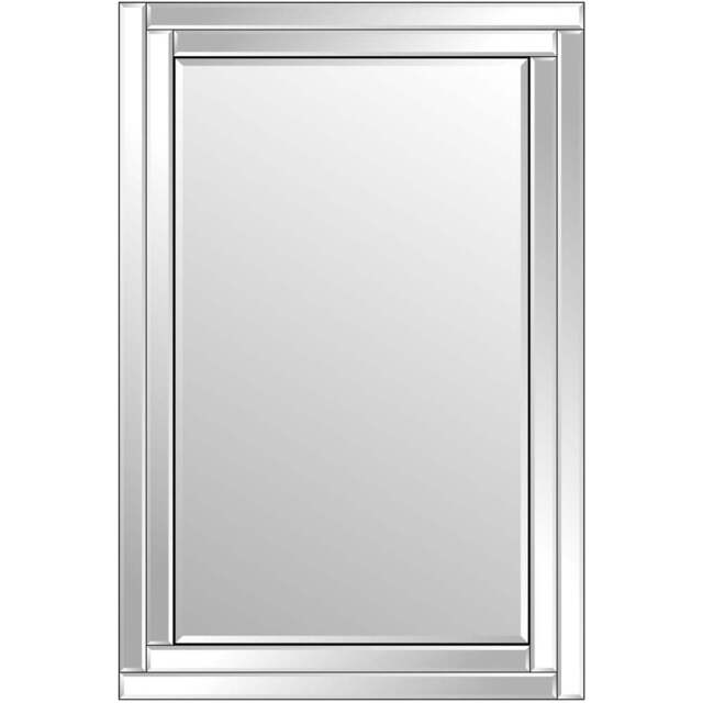 Luxford Bevelled Double Framed All Glass Mirror 90 x 60cm - Black - MirrorOutlet - Wilko - image 1