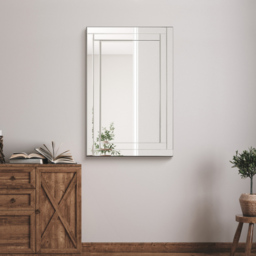 Luxford Bevelled Double Framed All Glass Mirror 90 x 60cm - Black - MirrorOutlet - Wilko - thumbnail 3