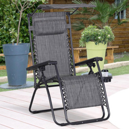 Outsunny Grey Zero Gravity Foldable Garden Recliner Chair with Canopy - Size: 1 Seater - Wilko