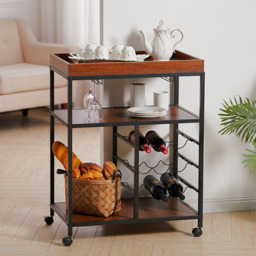 Living and Home 5 Tiers Rolling Serving Bar Cart - Size: 71 x 46 x 93cm - Wilko - thumbnail 3