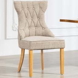 Artemis Home Tiana Set of 2 Light Brown Fabric Dining Chair - Wilko