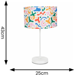 ValueLights Charlie Abstract Print Shade White Table Lamp and Bulb - Size: 43 x 25 x 25cm - Wilko - thumbnail 5