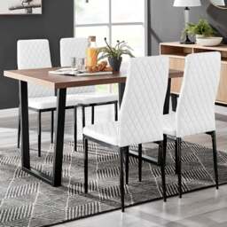 Furniturebox Solo Valera Wood Effect 4 Seater Dining Set Brown and White - Wilko - thumbnail 1