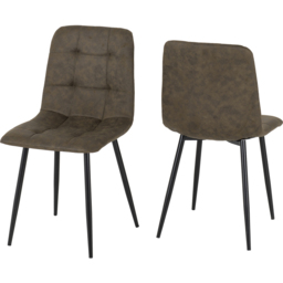 Seconique Fenton Set of 2 Olive Green Suede Fabric Dining Chair - Wilko - thumbnail 3