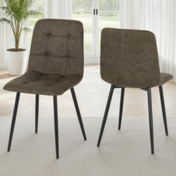 Seconique Fenton Set of 2 Olive Green Suede Fabric Dining Chair - Wilko