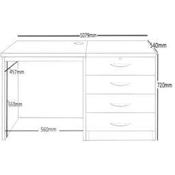 R White Cabinets 4 Drawer Black Set-05 Desk - Size: 72.8 x 107.9 x 54cm - Wilko - thumbnail 6