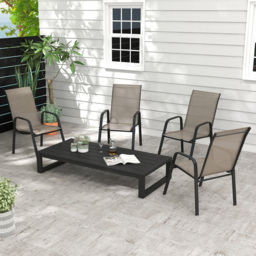 Outsunny Set of 4 Grey Stackable Garden Chair - Size: 76.5 x 81 x 18.5cm - Wilko