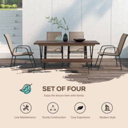 Outsunny Set of 4 Grey Stackable Garden Chair - Size: 76.5 x 81 x 18.5cm - Wilko - thumbnail 5