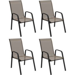 Outsunny Set of 4 Grey Stackable Garden Chair - Size: 76.5 x 81 x 18.5cm - Wilko - thumbnail 3