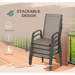 Outsunny Set of 4 Grey Stackable Garden Chair - Size: 76.5 x 81 x 18.5cm - Wilko - thumbnail 6