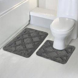 Velosso Knox Charcoal Bath Mat set - Size: 50 x 80 x 1cm - Grey - Wilko - thumbnail 3