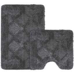 Velosso Knox Charcoal Bath Mat set - Size: 50 x 80 x 1cm - Grey - Wilko - thumbnail 1