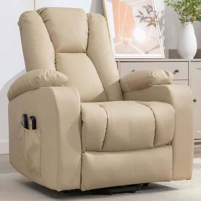 Artemis Home Hartville Cream Massage and Heat Electric Recliner Chair - Size: Single - Wilko - image 1