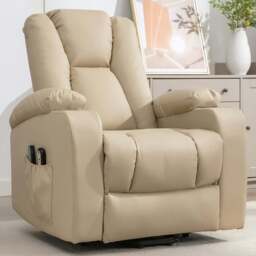 Artemis Home Hartville Cream Massage and Heat Electric Recliner Chair - Size: Single - Wilko