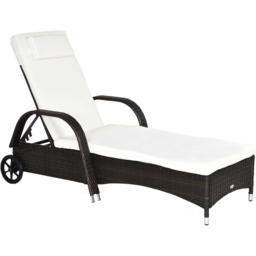 Outsunny Brown Rattan Recliner Sun Lounger - Size: 1 Seater - Wilko - thumbnail 3