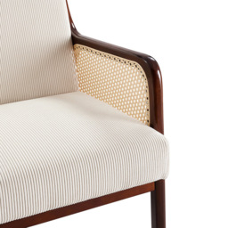Living and Home White Corduroy Armchair with Rattan Armrest - Size: Single - Wilko - thumbnail 7