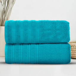 Velosso Hampi Cotton Teal Bath Sheet Set of 2 - Blue - Wilko - thumbnail 3