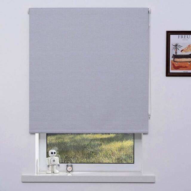 Textured Blackout Blind Linen Silver 120cm - Wilko - image 1