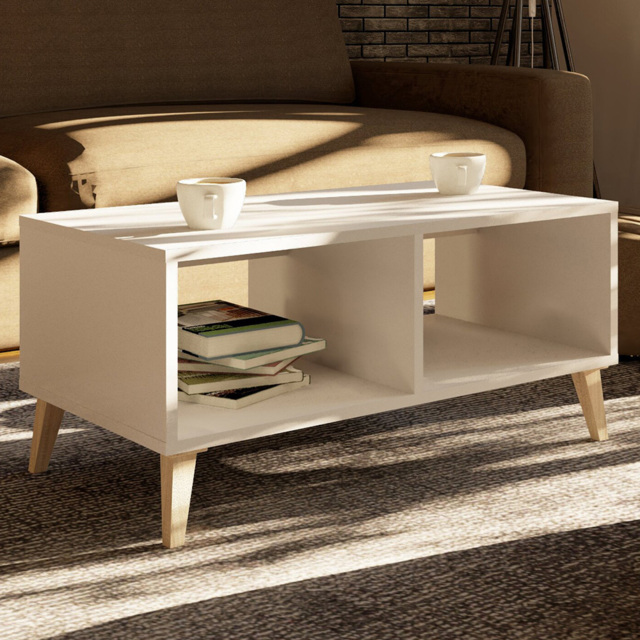 Kingston 2 Shelf White Coffee Table - Size: 38 x 80 x 45cm - Wilko - image 1