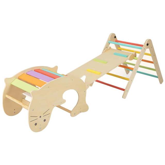 Costway Multicolour Kids 7 in 1 Wooden Foldable Indoor Climbing Toy - Size: 119.4 x 55.9 x 12.7cm - Wilko - image 1