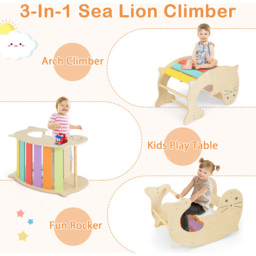 Costway Multicolour Kids 7 in 1 Wooden Foldable Indoor Climbing Toy - Size: 119.4 x 55.9 x 12.7cm - Wilko - thumbnail 6
