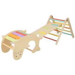 Costway Multicolour Kids 7 in 1 Wooden Foldable Indoor Climbing Toy - Size: 119.4 x 55.9 x 12.7cm - Wilko - thumbnail 1