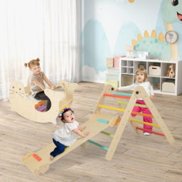 Costway Multicolour Kids 7 in 1 Wooden Foldable Indoor Climbing Toy - Size: 119.4 x 55.9 x 12.7cm - Wilko - thumbnail 3