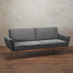 Nico 3 Seater Grey Velvet Sofa Bed - LPD Home - Wilko