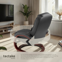 tectake William Black Swivel Armchair with Stool - Size: Single - Wilko - thumbnail 5