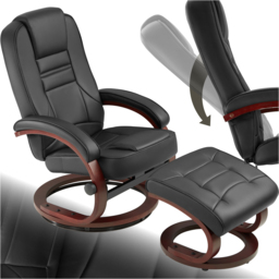 tectake William Black Swivel Armchair with Stool - Size: Single - Wilko - thumbnail 3