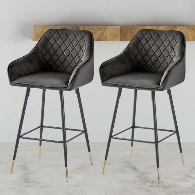 Baumhaus Gunmetal Grey Bar Stool Set of 2 - Wilko - image 1