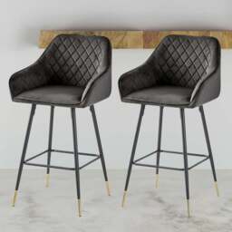 Baumhaus Gunmetal Grey Bar Stool Set of 2 - Wilko - thumbnail 1