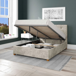 Aspire Hepburn Small Double Pearl Mirazzi Velvet Ottoman Bed - Cream - Aspire Beds - Wilko - thumbnail 3